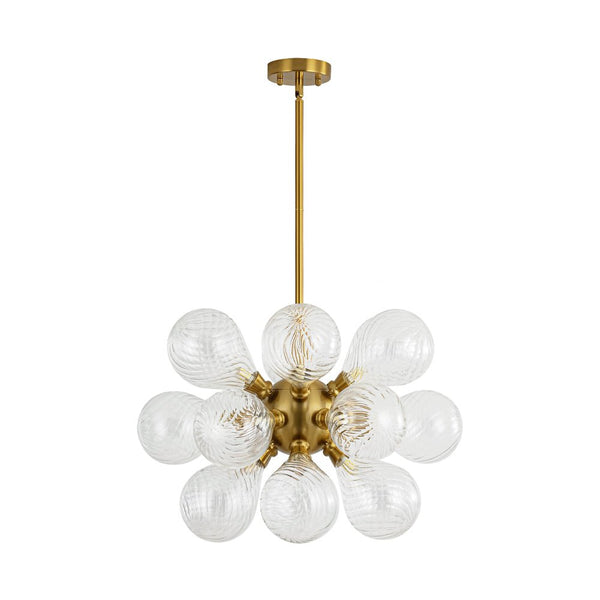 Chandelierias - Mid - century 18 - Light Crafted Swirl Balloon Glass Chandelier - Chandeliers - Clear -