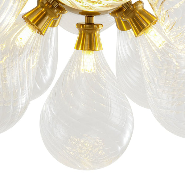 Chandelierias - Mid - century 18 - Light Crafted Swirl Balloon Glass Chandelier - Chandeliers - Clear -