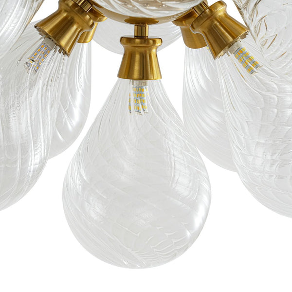 Chandelierias - Mid - century 18 - Light Crafted Swirl Balloon Glass Chandelier - Chandeliers - Clear -