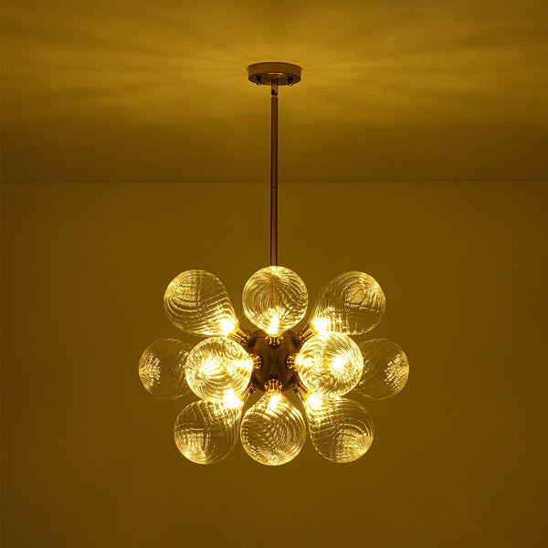 Chandelierias - Mid - century 18 - Light Crafted Swirl Balloon Glass Chandelier - Chandeliers - Clear -