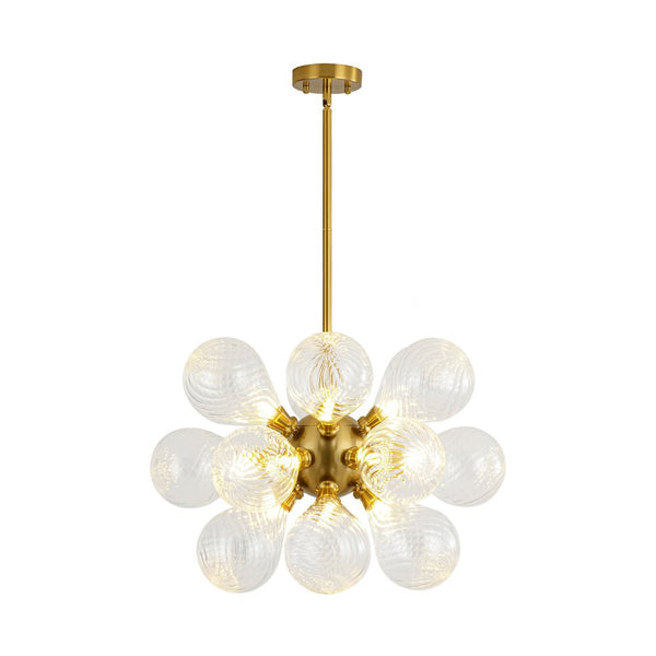 Chandelierias - Mid - century 18 - Light Crafted Swirl Balloon Glass Chandelier - Chandeliers - Clear -