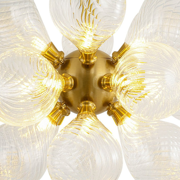 Chandelierias - Mid - century 18 - Light Crafted Swirl Balloon Glass Chandelier - Chandeliers - Clear -