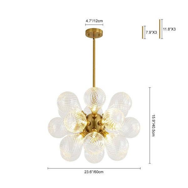 Chandelierias - Mid - century 18 - Light Crafted Swirl Balloon Glass Chandelier - Chandeliers - Clear -