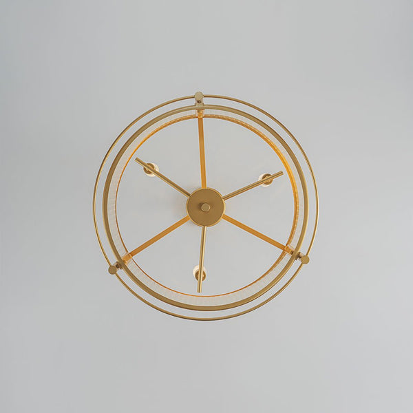 Chandelierias - Mid - century 3 - Light Clear Striped Glass Drum Pendant - Pendant - Gold -
