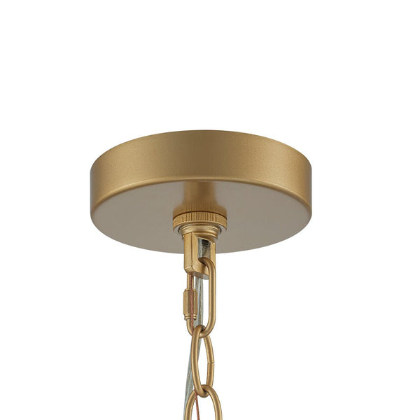 Chandelierias - Mid - century 3 - Light Clear Striped Glass Drum Pendant - Pendant - Gold -