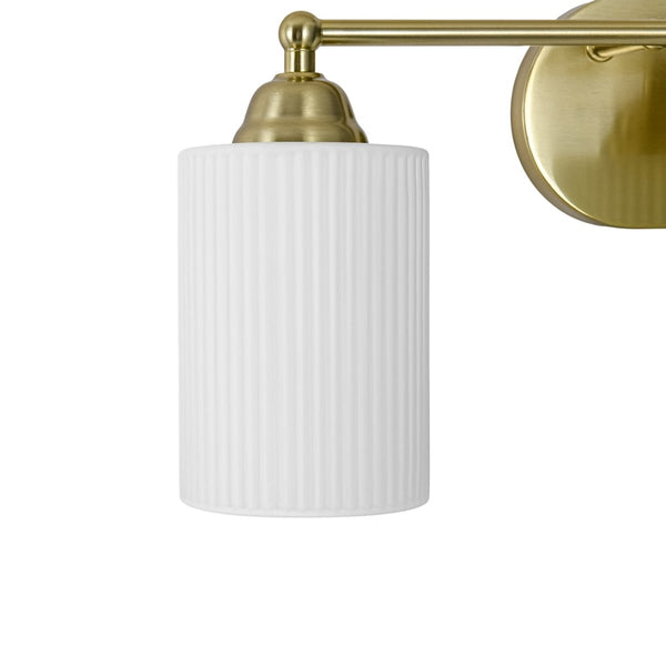Chandelierias-Mid-Century 3-Light Cylinder Frosted Opal Ribbed Glass Bathroom Vanity Sconce-Wall Light-3-Light-