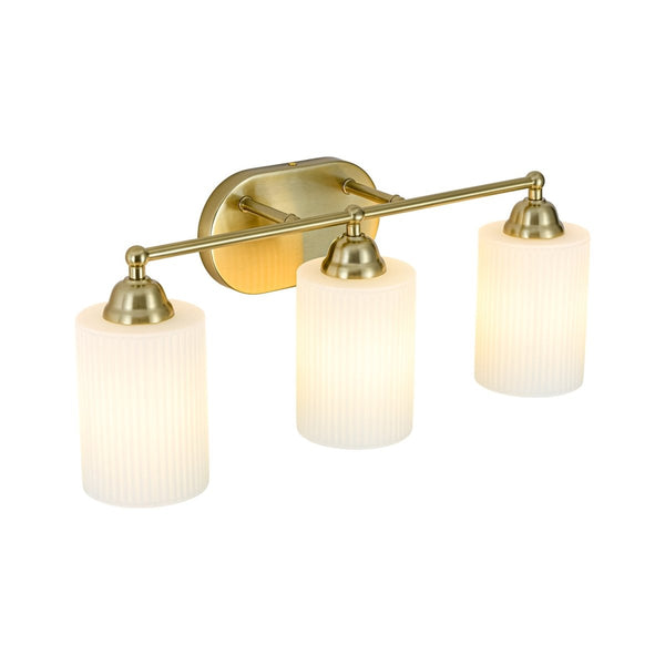 Chandelierias-Mid-Century 3-Light Cylinder Frosted Opal Ribbed Glass Bathroom Vanity Sconce-Wall Light-3-Light-