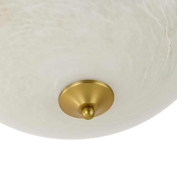 Chandelierias - Mid - century 3 - Light Flowing Clouds Texture Ivory - White Glass Flush Mount - Flush Mount - Brushed Brass -
