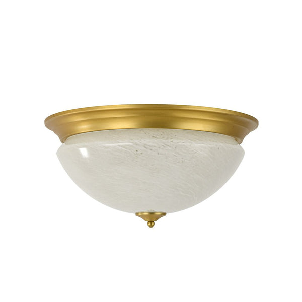 Chandelierias - Mid - century 3 - Light Flowing Clouds Texture Ivory - White Glass Flush Mount - Flush Mount - Brushed Brass -