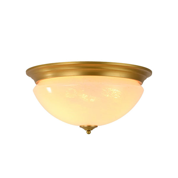 Chandelierias - Mid - century 3 - Light Flowing Clouds Texture Ivory - White Glass Flush Mount - Flush Mount - Brushed Brass -