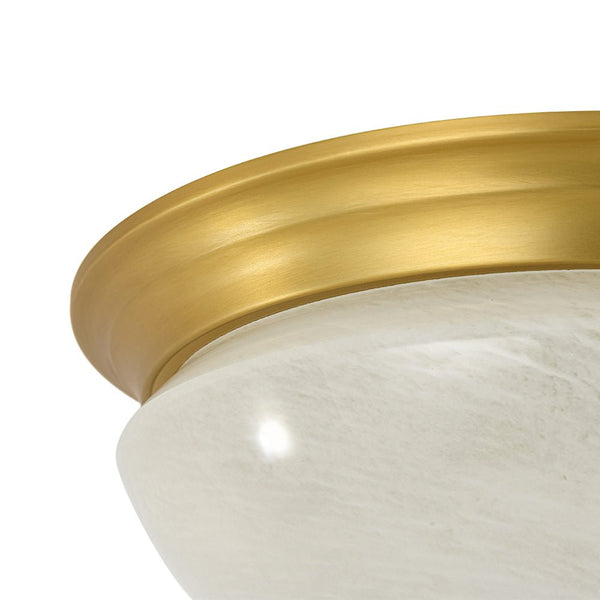 Chandelierias - Mid - century 3 - Light Flowing Clouds Texture Ivory - White Glass Flush Mount - Flush Mount - Brushed Brass -