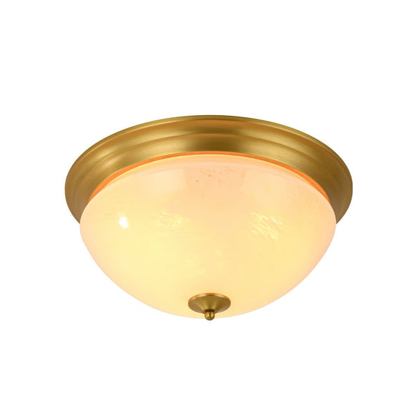Chandelierias - Mid - century 3 - Light Flowing Clouds Texture Ivory - White Glass Flush Mount - Flush Mount - Brushed Brass -