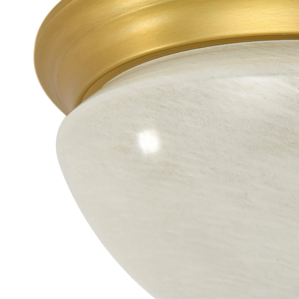 Chandelierias - Mid - century 3 - Light Flowing Clouds Texture Ivory - White Glass Flush Mount - Flush Mount - Brushed Brass -