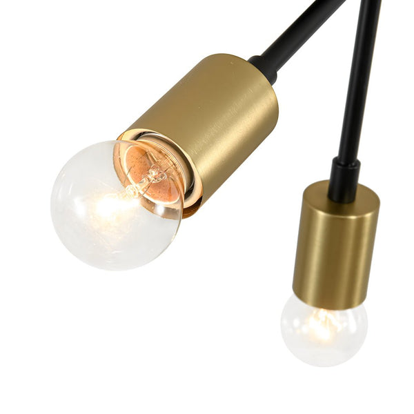 Chandelierias - Mid - century 3 - Light Petite Black Brass Sputnik Semi - Flush Mount - Semi Flush - Black & Brass -