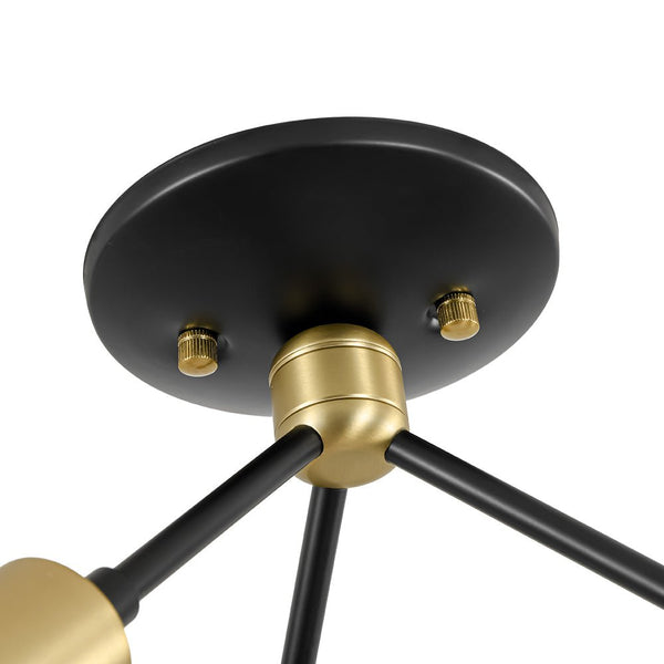 Chandelierias - Mid - century 3 - Light Petite Black Brass Sputnik Semi - Flush Mount - Semi Flush - Black & Brass -