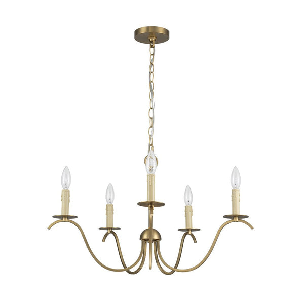 Chandelierias - Mid - century 5 - Light Candle Style Swooping Arm Chandelier - Chandelier - Brass -