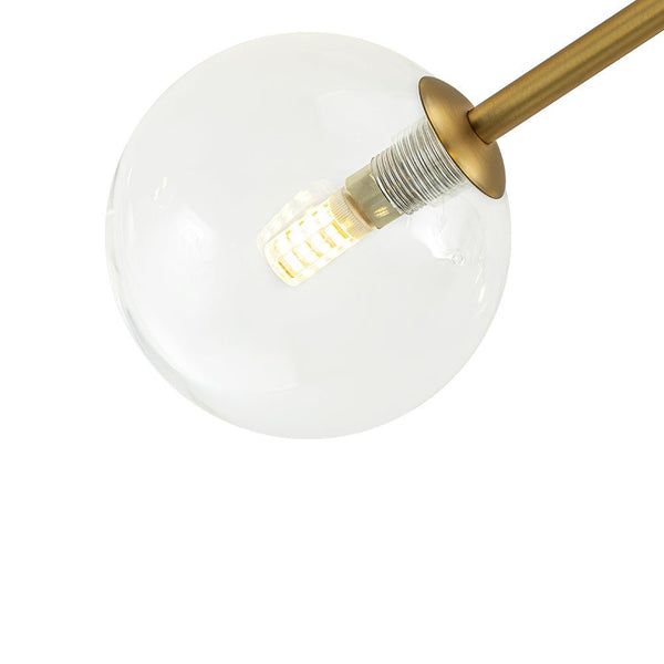 Chandelierias - Mid - century 6 - Light Clear Glass Globe Branch Semi - Flush Mount - Semi Flush - Gold -