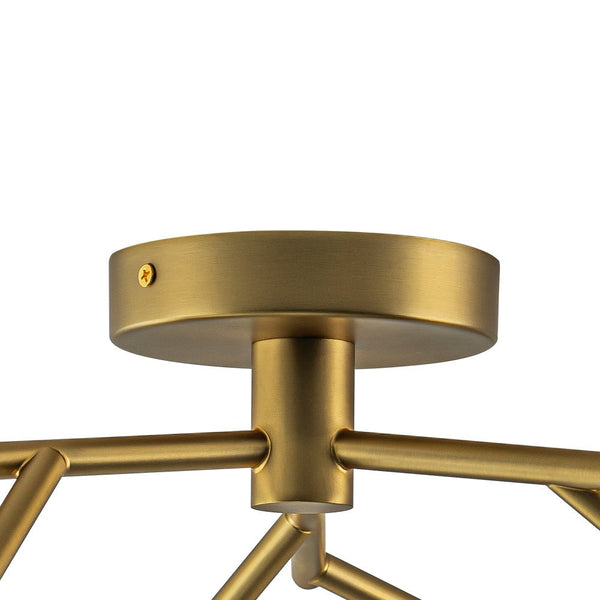 Chandelierias - Mid - century 6 - Light Clear Glass Globe Branch Semi - Flush Mount - Semi Flush - Gold -