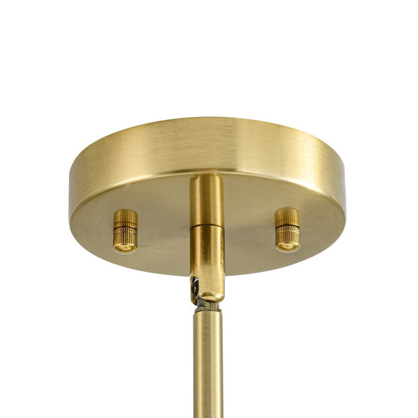 Chandelierias - Mid - century 7 - Light Sputnik Chandelier with Opal Glass Spheres - Chandeliers - Brushed Brass -