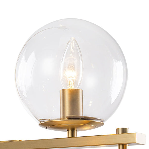 Chandelierias - Mid - century 8 - Light Airy Clear Glass Linear Chandelier - Chandeliers - Brass -