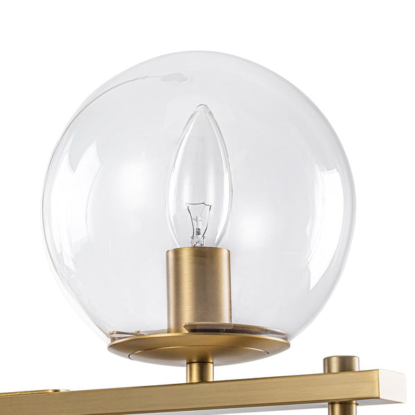 Chandelierias - Mid - century 8 - Light Airy Clear Glass Linear Chandelier - Chandeliers - Brass -
