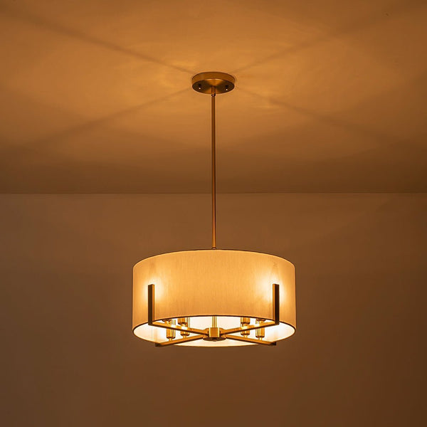 Chandelierias - Mid - century 8 - Light Drum Semi - Flush Mount /Pendant - Chandeliers - Black -