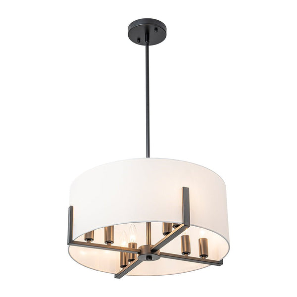 Chandelierias - Mid - century 8 - Light Drum Semi - Flush Mount /Pendant - Chandeliers - Black -