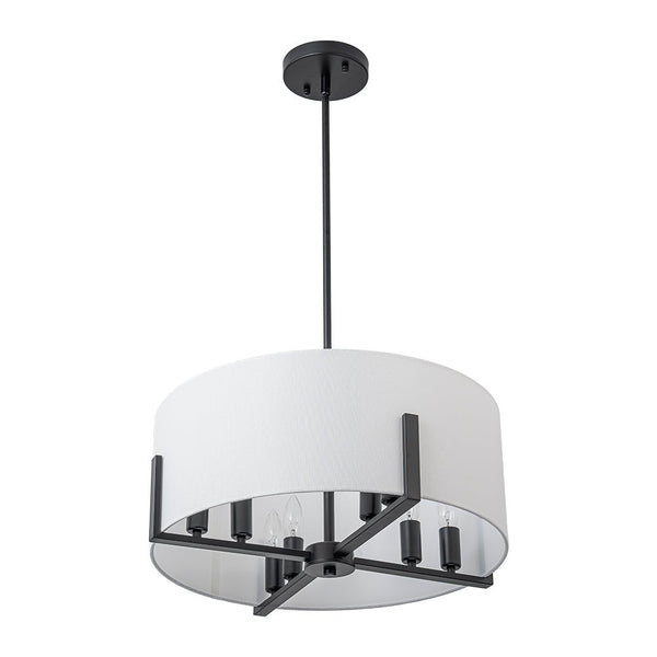 Chandelierias - Mid - century 8 - Light Drum Semi - Flush Mount /Pendant - Chandeliers - Black -
