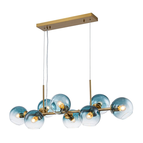 Chandelierias - Mid - century 8 - Light Sculptural Glass Island Chandelier - Chandeliers - Blue -