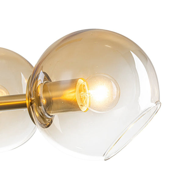 Chandelierias - Mid - century 8 - Light Sculptural Glass Island Chandelier - Chandeliers - Brass -