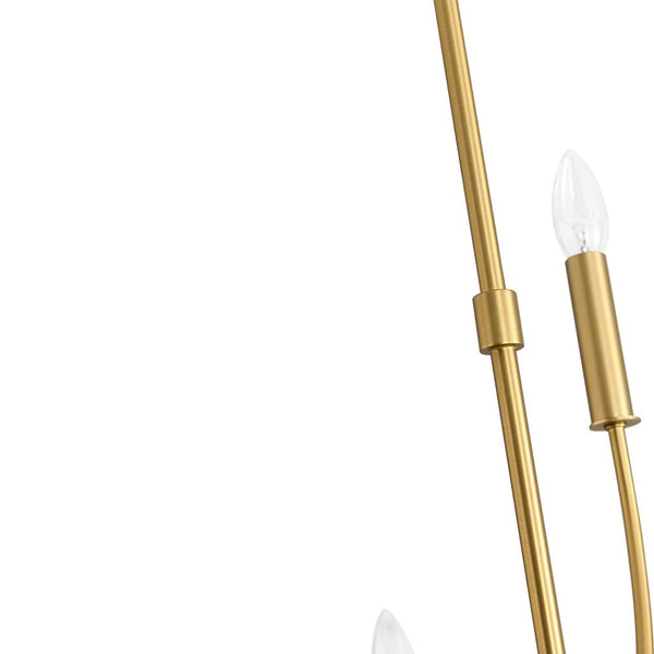 Chandelierias - Mid - century 9 - Light Stamens Metal Candle Style Chandelier - Chandeliers - Brushed Brass -