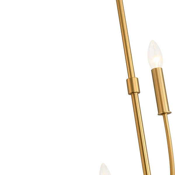 Chandelierias - Mid - century 9 - Light Stamens Metal Candle Style Chandelier - Chandeliers - Brushed Brass -