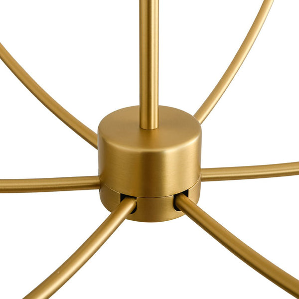 Chandelierias - Mid - century 9 - Light Stamens Metal Candle Style Chandelier - Chandeliers - Brushed Brass -