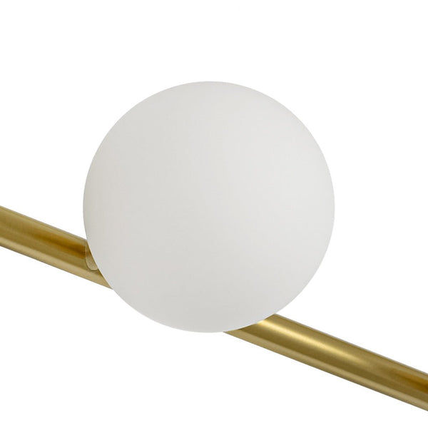 Chandelierias - Mid - century Aged Brass Glass Globe Linear Vanity Light - Wall Light - 3 Bulbs -