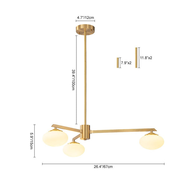 Chandelierias-Mid-century Asymmetry Oval Glass Sputnik Chandelier-Chandeliers-4 Bulbs-Brushed Brass