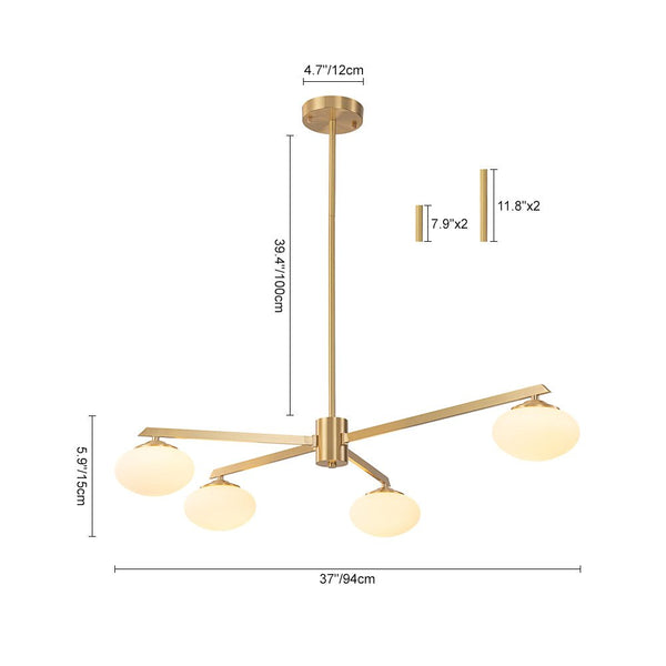Chandelierias-Mid-century Asymmetry Oval Glass Sputnik Chandelier-Chandeliers-4 Bulbs-Brushed Brass
