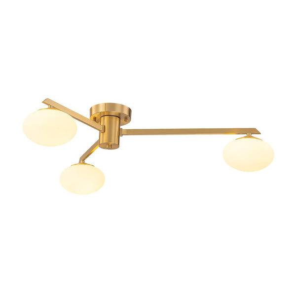 Chandelierias - Mid - century Asymmetry Oval Glass Sputnik Semi - flush Mount chandelier - Chandeliers - 4 Bulbs - Brushed Brass