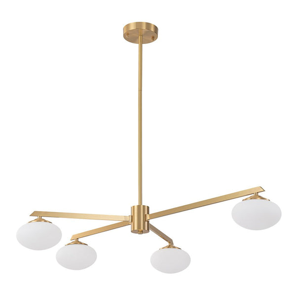Chandelierias - Mid - century Asymmetry Oval Glass Sputnik Semi - flush Mount chandelier - Chandeliers - 4 Bulbs - Brushed Brass