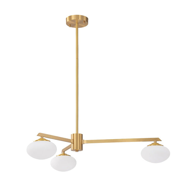 Chandelierias - Mid - century Asymmetry Oval Glass Sputnik Semi - flush Mount chandelier - Chandeliers - 4 Bulbs - Brushed Brass