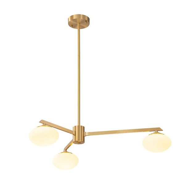 Chandelierias - Mid - century Asymmetry Oval Glass Sputnik Semi - flush Mount chandelier - Chandeliers - 4 Bulbs - Brushed Brass