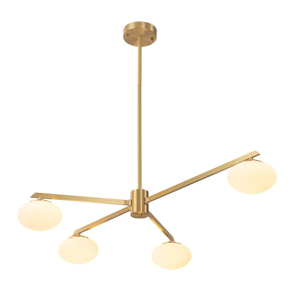 Chandelierias - Mid - century Asymmetry Oval Glass Sputnik Semi - flush Mount chandelier - Chandeliers - 4 Bulbs - Brushed Brass