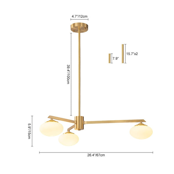 Chandelierias - Mid - century Asymmetry Oval Glass Sputnik Semi - flush Mount chandelier - Chandeliers - 4 Bulbs - Brushed Brass