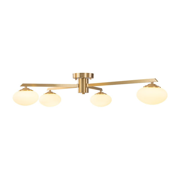 Chandelierias - Mid - century Asymmetry Oval Glass Sputnik Semi - flush Mount chandelier - Chandeliers - 4 Bulbs - Brushed Brass