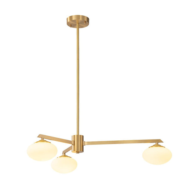 Chandelierias - Mid - century Asymmetry Oval Glass Sputnik Semi - flush Mount chandelier - Chandeliers - 4 Bulbs - Brushed Brass