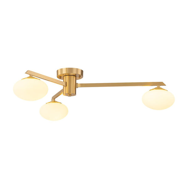 Chandelierias - Mid - century Asymmetry Oval Glass Sputnik Semi - flush Mount chandelier - Chandeliers - 4 Bulbs - Brushed Brass