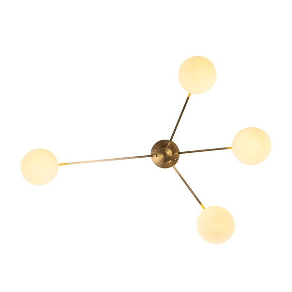 Chandelierias - Mid - century Asymmetry Oval Glass Sputnik Semi - flush Mount chandelier - Chandeliers - 4 Bulbs - Brushed Brass