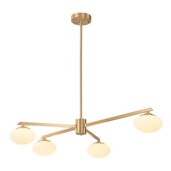 Chandelierias - Mid - century Asymmetry Oval Glass Sputnik Semi - flush Mount chandelier - Chandeliers - 4 Bulbs - Brushed Brass