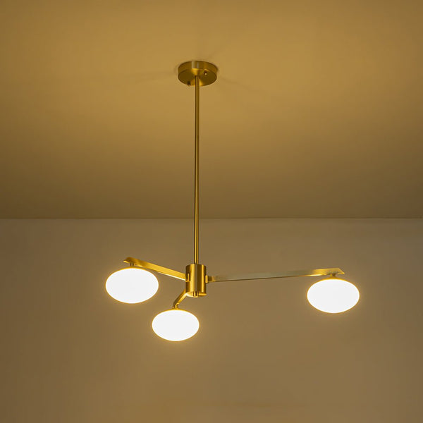 Chandelierias - Mid - century Asymmetry Oval Glass Sputnik Semi - flush Mount chandelier - Chandeliers - 4 Bulbs - Brushed Brass