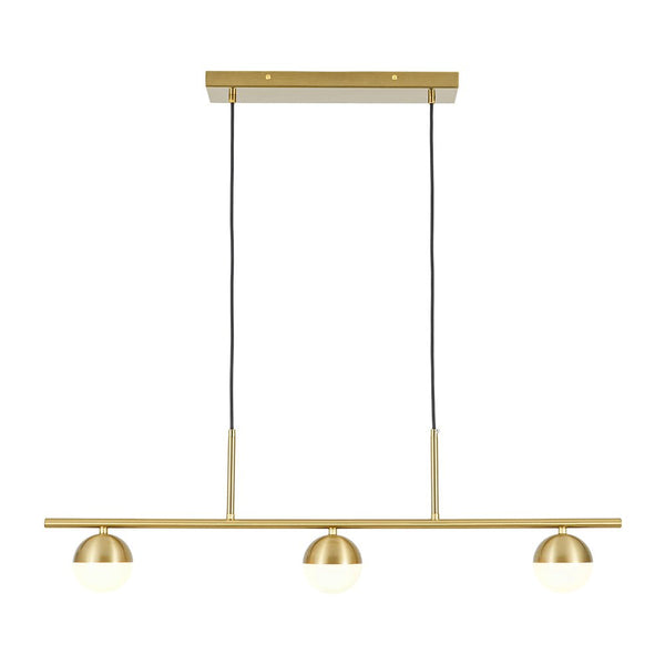 Chandelierias-Mid-century Brass 3-Light Acrylic Half-sphere Linear Pendant-Pendants-Brass-