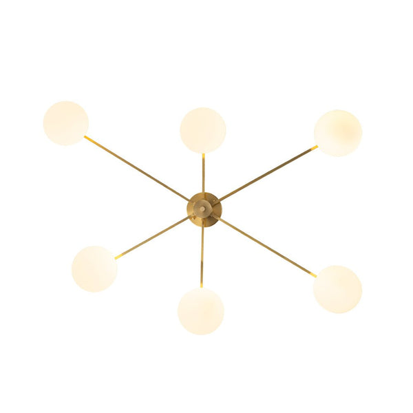 Chandelierias - Mid - century Brass 6 - Light Asymmetry Sputnik Semi - flush Mount - Semi Flush - Brass -